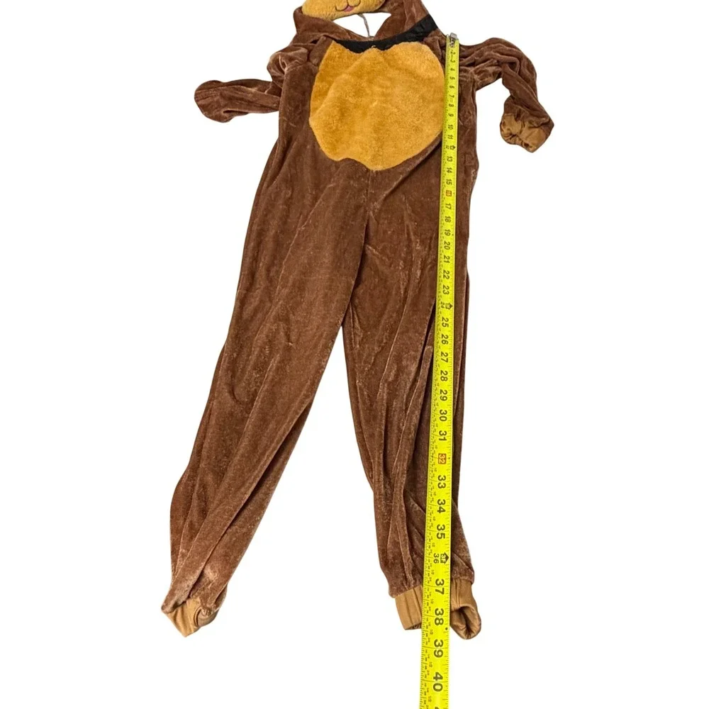Smiffys Kids Dog Costume Brown Velour Hooded Jumpsuit Size 4-6 Years Halloween